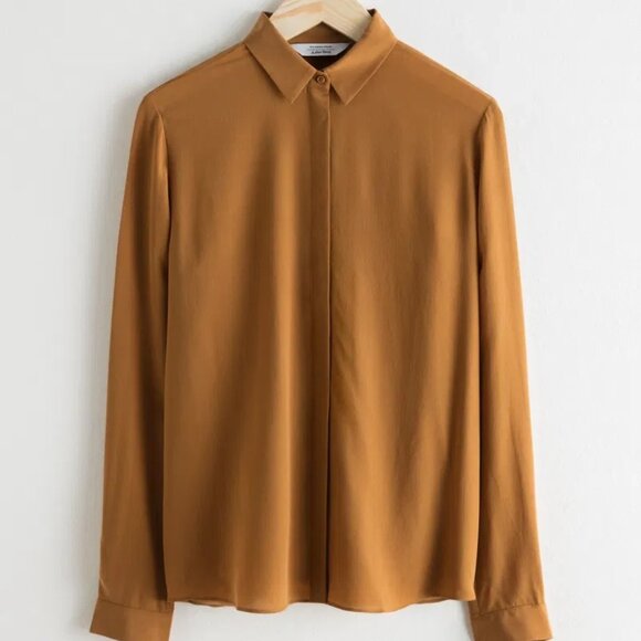 Other Stories Ginger Yellow Silk Blouse Sz Small - Picture 4 of 4